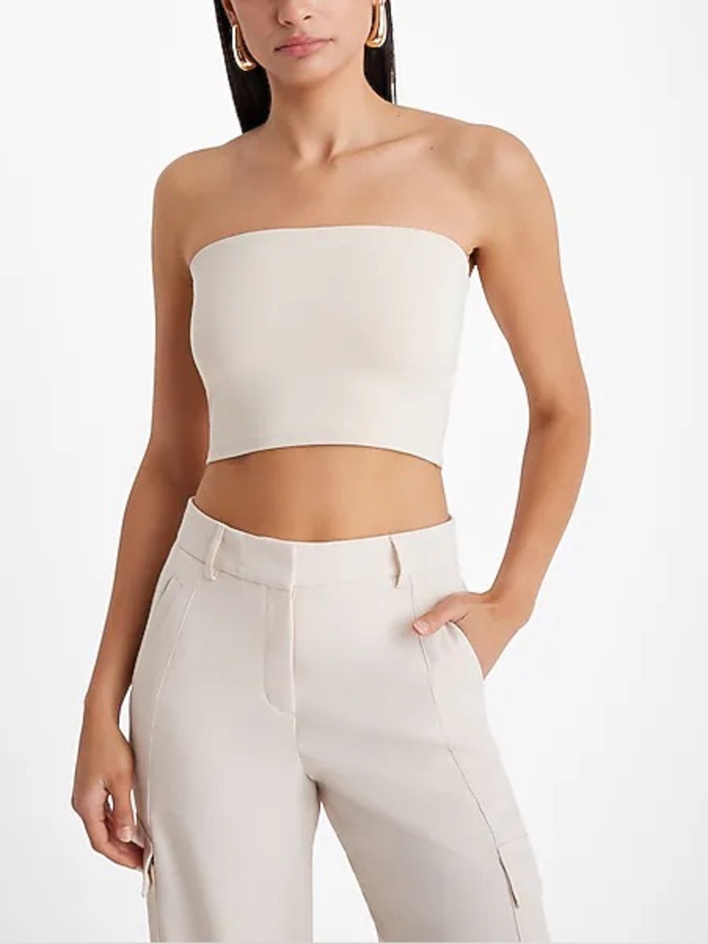 Express Nude Body Contour High Compression Cropped Tube Top New with Tags Size L